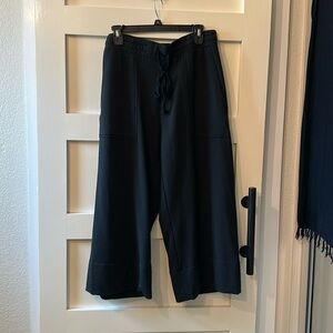 Quince black wide leg cropped sweatpants